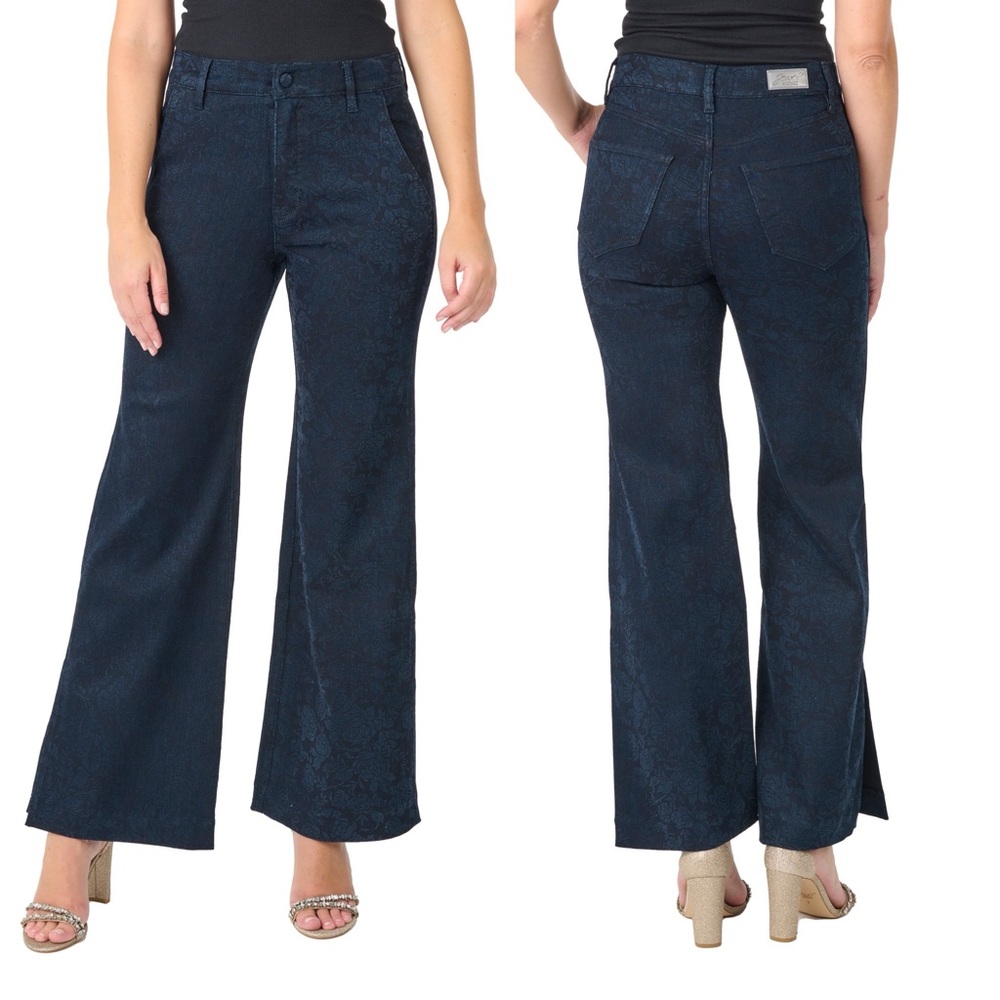 NWT Women BAGDLEY MISCHKA Rose Brocade Relaxed Flare jean dark wash high rise 29